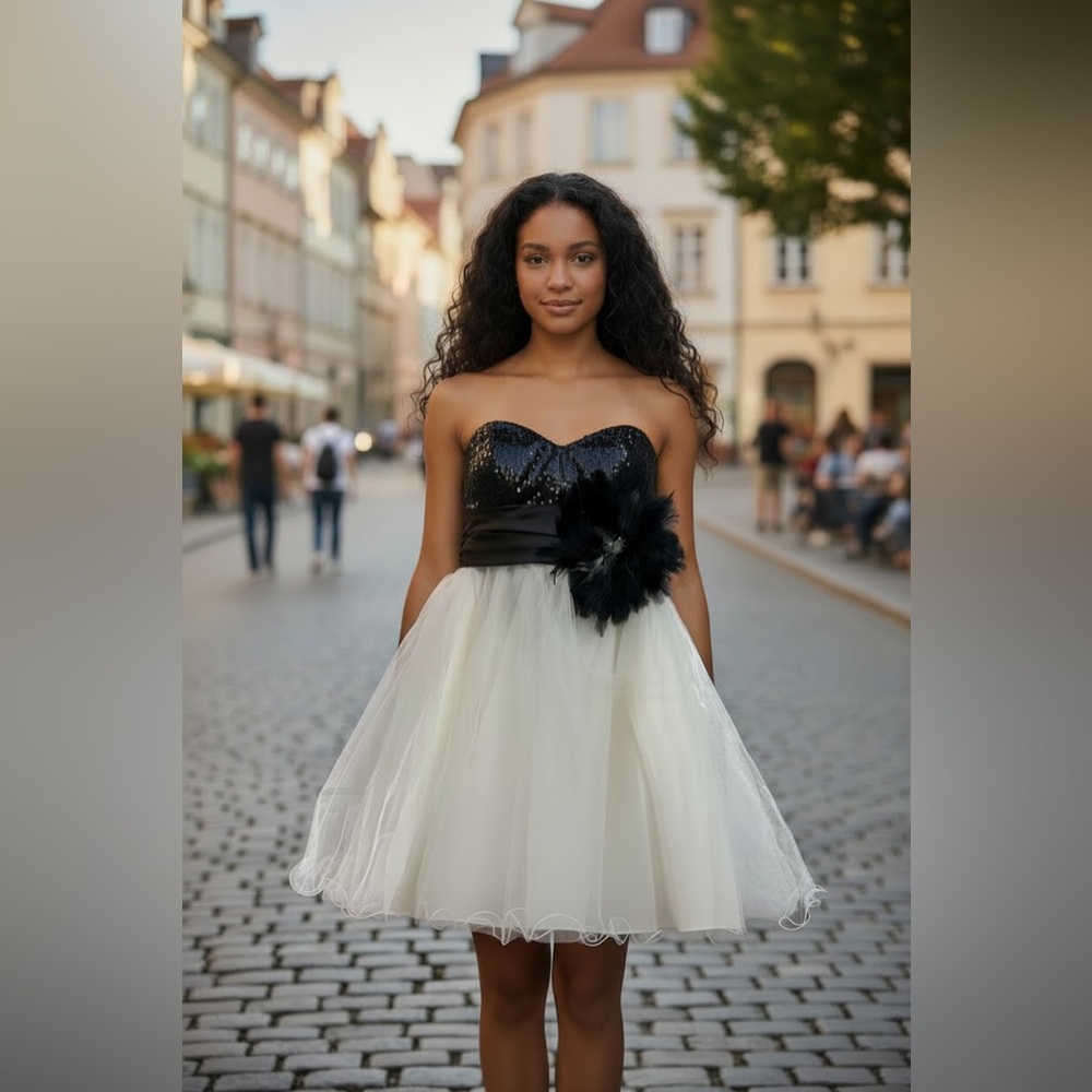 Speechless Black and White Sequin Dress